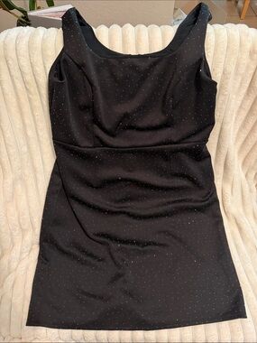 🔴 GLAMOUR Black Sleeveless Sheath Dress with Micro Gem Detail